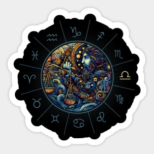 ZODIAC Libra - Astrological LIBRA - LIBRA - ZODIAC sign - Van Gogh style - 3 Sticker